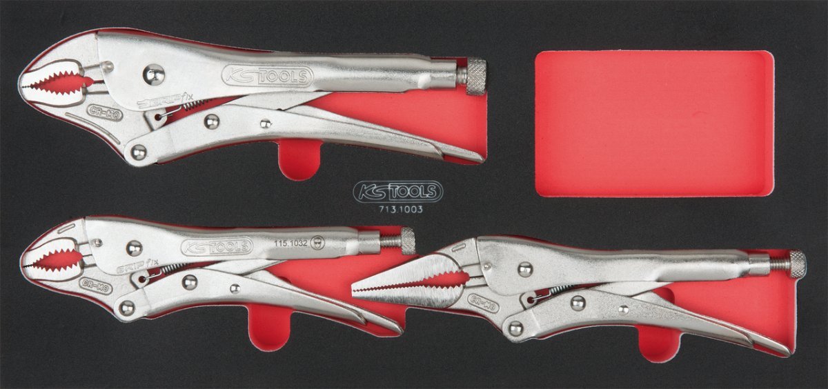 KS TOOLS 713.1003 Grip pliers set, 3 pcs, 1/3 system insert