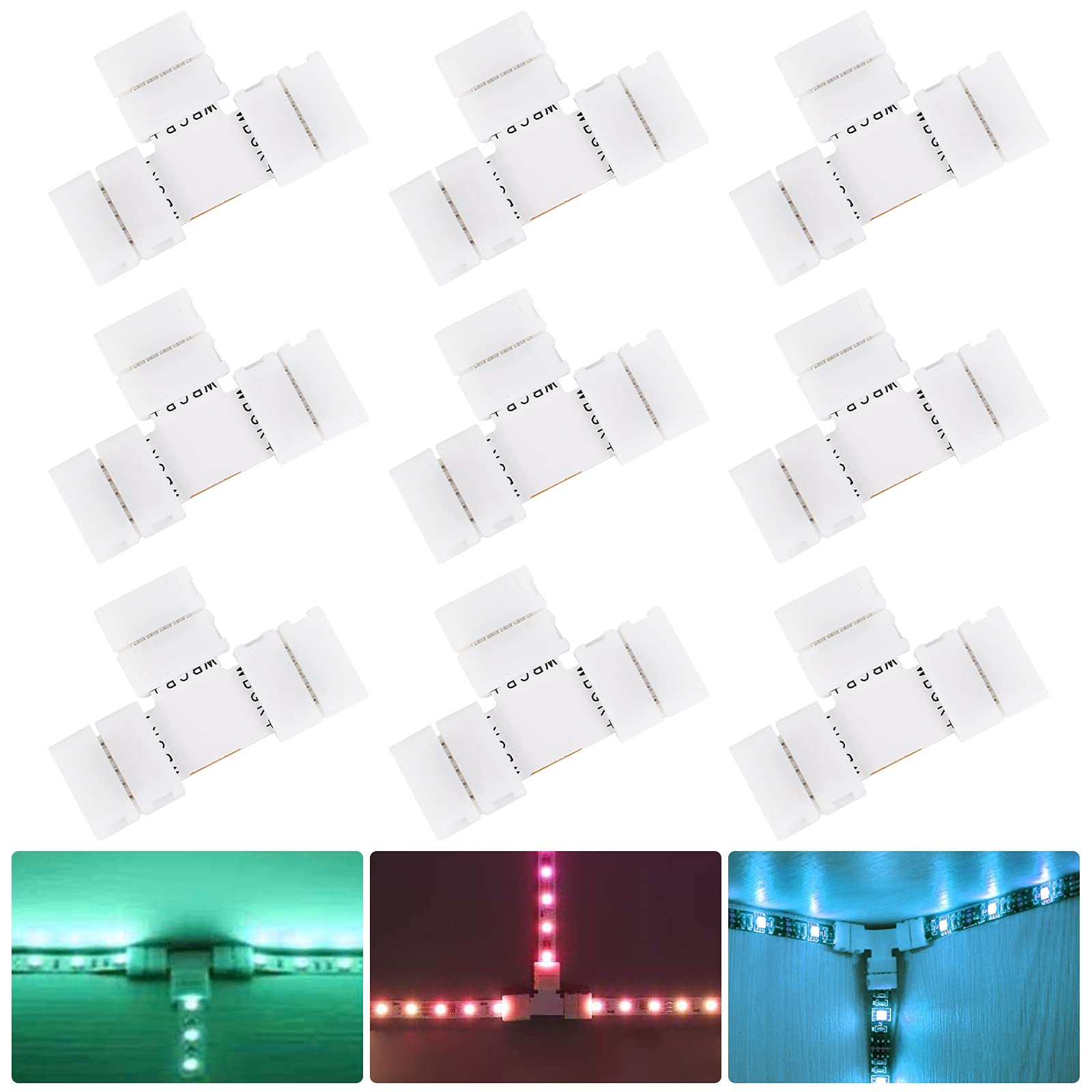 9 PCS Led Strip Light Connector RGB Led Connectors Led 5 Pin Connector t Shape Led Strip Light Connector for 12 Mm 5-Pin RGBW 5050 Led Strip