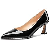 TNYNFBEB Womens Kitten Heel Pointed Toe Pumps Slip-on Sliver Beaded Prom Wedding Dress Basic Classic Patent Leather Summer 2.6 Inches Heels