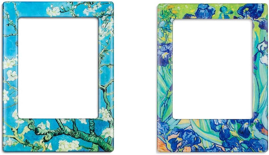 2 Pack Magnetic Picture Frames for Refrigerator Fridge Van Gogh Artwork Photo Frames Hold 4 x 5 Inches Photos Wallet Size Suitable for Kids and Adults (Magnetic Frames)