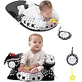 Lovvie & Joy 2-in-1 Tummy Time Mat & Seated Support Pillow,Baby Tummy Time Pillow Support for Newborns and Older Babies,with Detachable Support Pillow and Toys