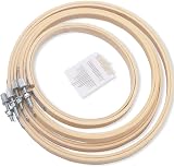 LAMXD 4Pcs Bamboo Embroidery Hoop Set with Gold Eye Needles 4 Sizes 5.1-7.87 in