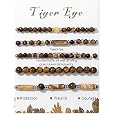 5Pcs Crystal Bracelet for Women Spiritual Natural Stone Bracelet Set Stackable Beaded Bracelets Healing Crystal Bracelet Gemstone Bead Bracelet Beaded Stretch Bracelets for Women