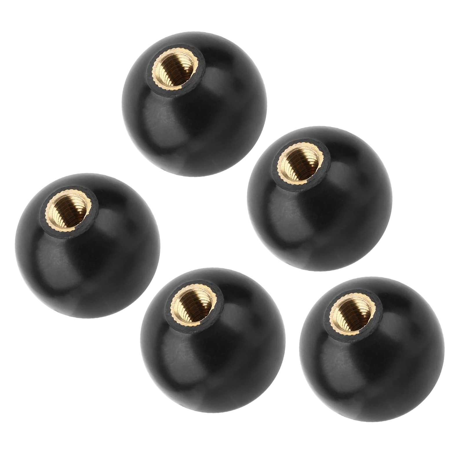 FTVOGUE 5Pcs M10*35 Black Round Ball Bakelite Lever Knob with Builting in Copper Screw Nut