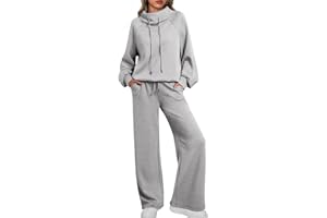 AUTOMET Lounge Sets for Women Sweatsuits 2 Piece Outfits 2025 Fall Drawstring Sweatshirt Wide Leg Sweatpants Tracksuit