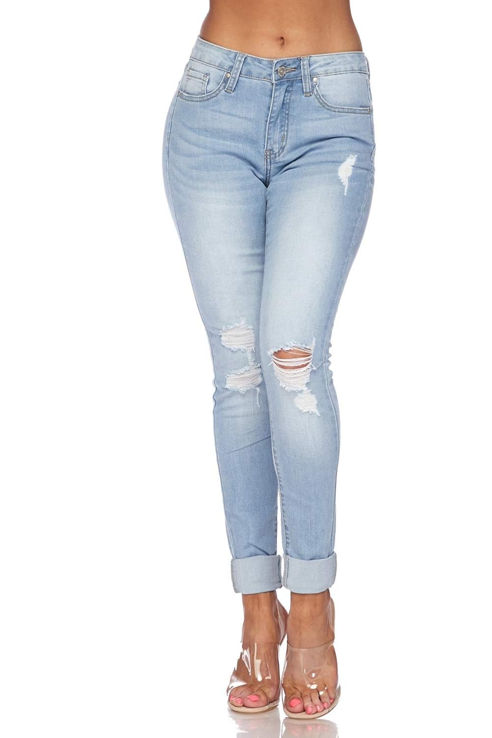 cuffed denim jeggings