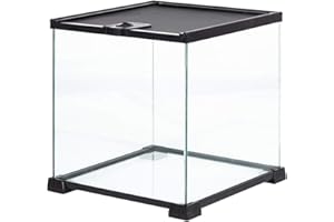 REPTI ZOO REPTIZOO Small Glass Tank 8 Gallon, Top Opening Terrarium 12" x 12" x 12" Leopard Gecko Tarantula Young Lizard Hermit Crab Frog Insects Breeding Tank