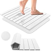 Foldable Stone Bath Mat, 23x15 Inch White Stone Bathmat Quick Dry, Diatomaceous Earth Mats Water Absorbing Diatomite Self Drying Mats, Multi-purpose Drying Mat for Kitchen Counter Dish Bathroom Dry