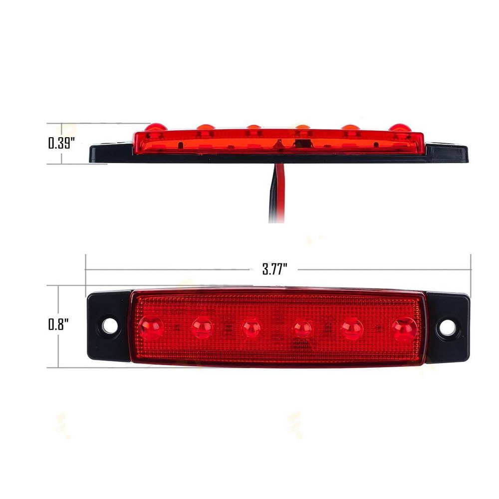 Green YUK 10 pcs 3.8 6 LED Side Led Marker Trailer marker lights for
