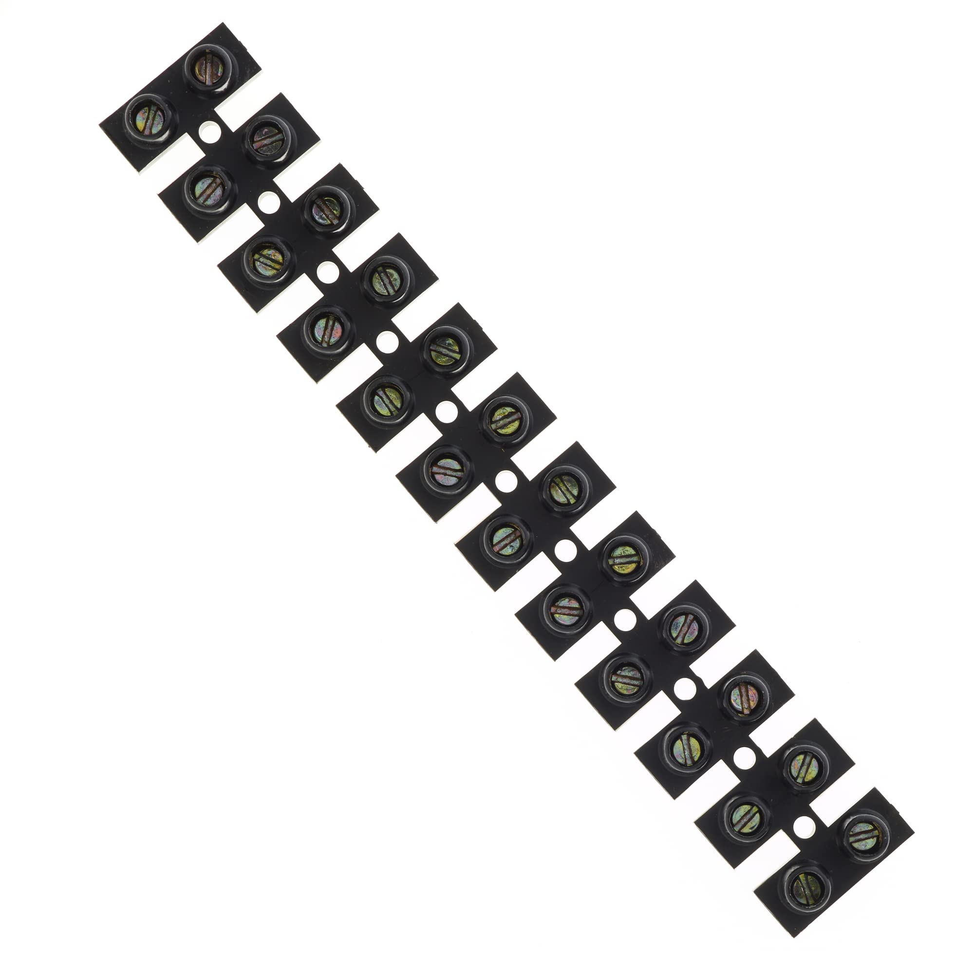 16A Amp Terminal Block, 12 Way Electrical Terminals, Black Polyethylene Electrical Connector Strips, Chocolate Chock Blocks for Wire Connecting/Joining Cables, Dual Row 12 Piece Position Wire