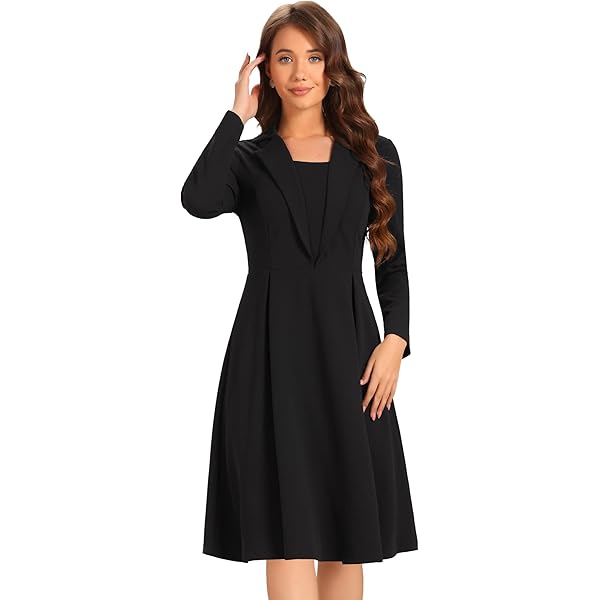 chinese dress ladies VintageClothing Women's Casual T Shirt Dresses Loose Long Sleeve Swing Dress  with Pockets, S Black at Amazon Women's Clothing store