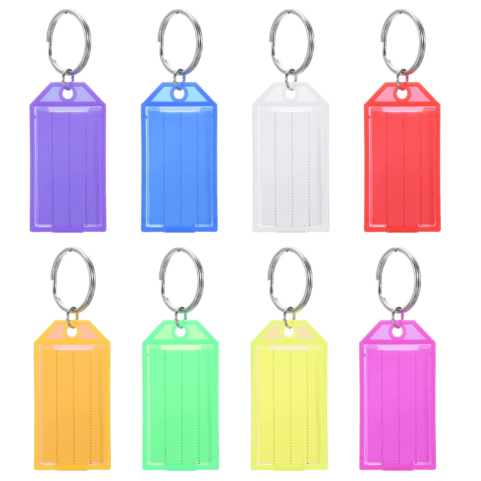 PATIKIL Plastic Key Tag, 24 Pack Key Identifiers with Split Ring Labels Window 58x28mm for Luggage Office Hotel, 8 Assorted Colors