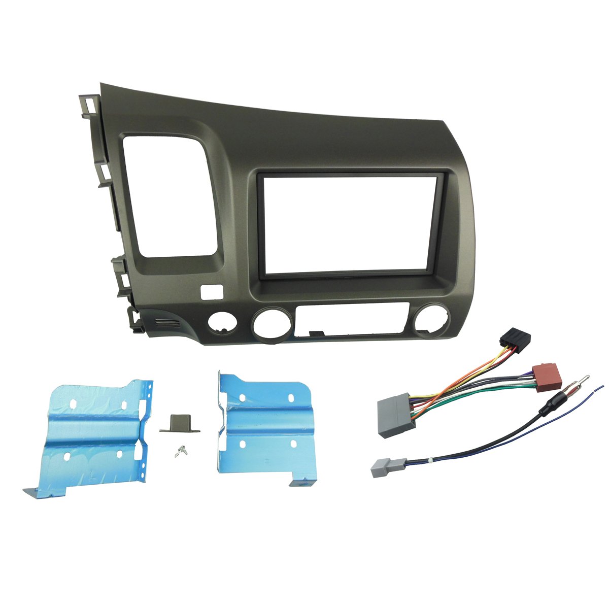Photo 1 of DKMUS Double Din Radio Stereo Dash Install Mount Trim Kit for Honda Civic 2006-2011 with Wiring Harness Antenna Adapter