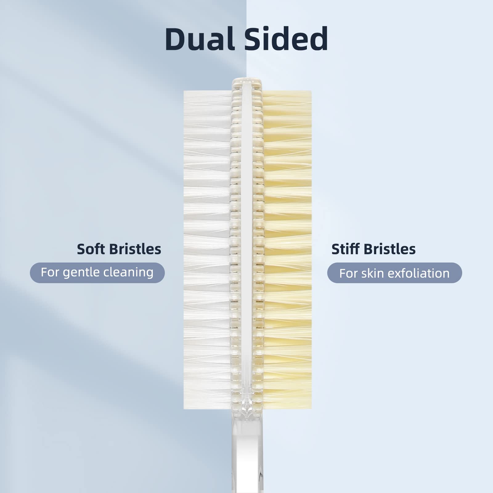 Back Scrubber Long Handle for Shower,Back Brush Dual-Sided with Stiff and Soft Bristles,Body Exfoliator for Bath or Dry Brush