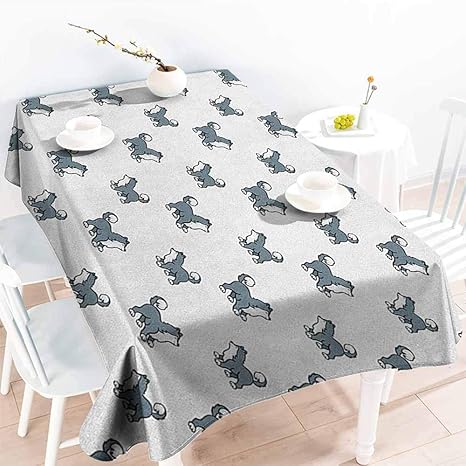 Amazon Beihai1日焼け防止テーブルカバー 犬用ダックスフンドデザイン モノクロ 動物 シルエット 抽象 漫画 骨 犬 模様 パーティー デコレーション テーブルカバー 布 ブラック ホワイト 60 X84 153cmx214cm テーブルクロス オンライン通販