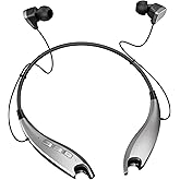 Neckband Headphones, Around The Neck Bluetooth Headphones w/Noise Cancelling Microphone, Bluetooth Headset w/ 22hrs Playtime, Neck Earphones Stereo Bass, for Music, Conference, Video, Call, Silver