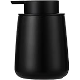 Enra Black Soap Dispenser,12 oz Ceramic Hand Lotion Dispenser, Refillable Dish Soap Dispenser,Modern Liquid Soap Dispenser for Bathroom,Kitchen with Easy-to-Press Pump(Black Liquid Type)