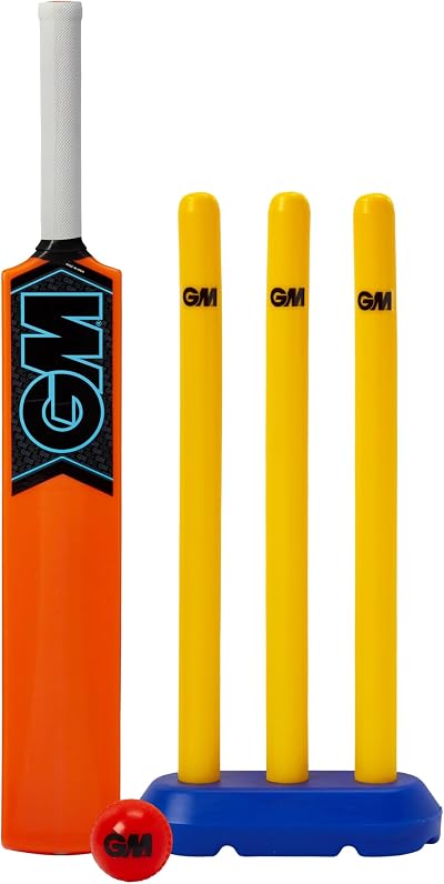 Gunn & Moore GM Striker Cricket Set Rubber Grip Bat Soft Ball Wicket Stumps