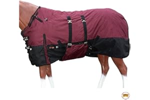 HILASON 1200D Winter Waterproof Poly Horse Blanket Belly Wrap | Turnout Blankets for Horses