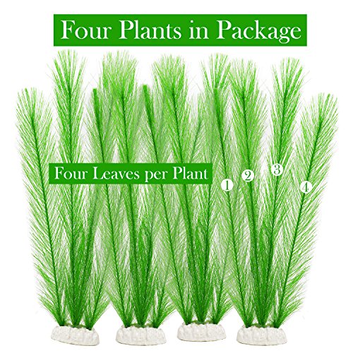 B Bascolor Aquarium Plants Decorations Fish Tank Decor 4 Pack Green Yarn Water Artificial Plant - Thumbnail 2