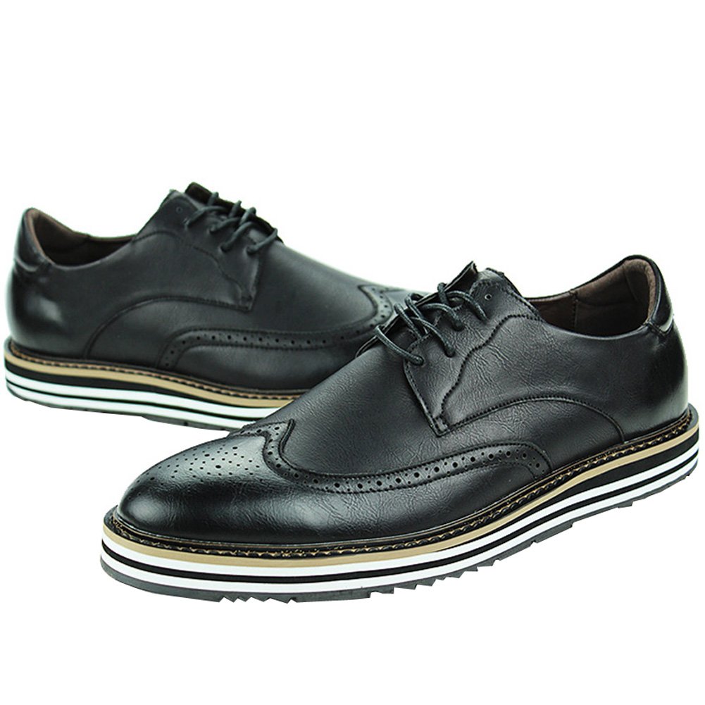 Odema Men's Classic Leather Oxford Wingtip Lace Up Dress Shoes Bridegroom Oxfords Black US6.5 US7 - Image 7