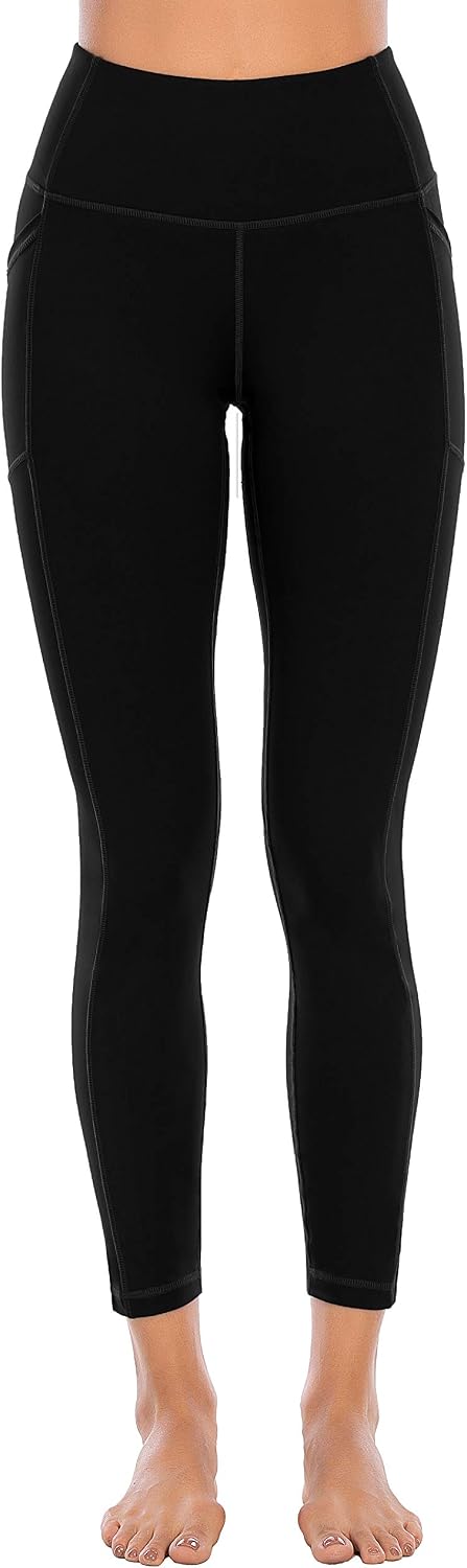 OVRUNS High Waist Gym Leggings for Women Yoga Pants with Pockets Workout Running Compression Leggings for Women - Black - XXL - Image 3