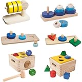 Amazon Basics Montessori Case Pack, Shape Matching Puzzle, Horizontal Stacking, Circle Matching Puzzle, Trio Stacking, Shape
