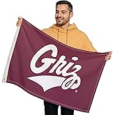 Montana Grizzlies College Sports Printed Flag - NCAA Licensed - Nylon - School Banner (Maroon, White) (2' x 3')