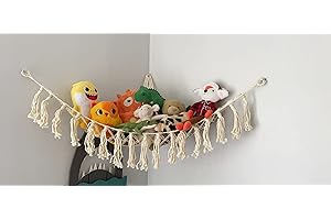 Huijukon Stuffed Animal Storage Toy Net Hammock Organizer for Stuffies Plushies Teddy Bears Squishmallows (White)