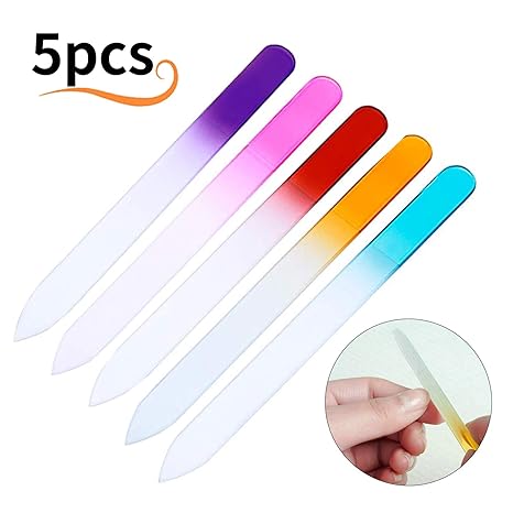 XCOZU Glasnagelfeile, 5 Stück Kristall Nagelfeile Glas für Maniküre und Pediküre Nagelpflege, Glasfeile für Nägel Nagelfeile 