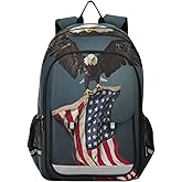 ALAZA Usa American Flag Bald Eagle Us Laptop Backpack Purse for Women Men Travel Bag Casual Daypack with Compartment & Multiple Pockets