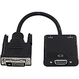 Camac DVI-D 24+1 (Male) Dual Link Source of PC/Laptop to VGA (Female) Monitor / TV Active Cable Adapter Converter Lead With Audio (DVI-D to VGA M/F) - Black