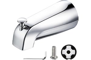 ENHON 1 Pack Slip on Tub Spout with Diverter, Compatible with American Standard 8888026.002 Tub Spout, Bathroom Bathtub Faucet, Fits 1/2" Copper Water Tube(5/8" Diameter), Polished Chrome, 5/32" Hex Wrench