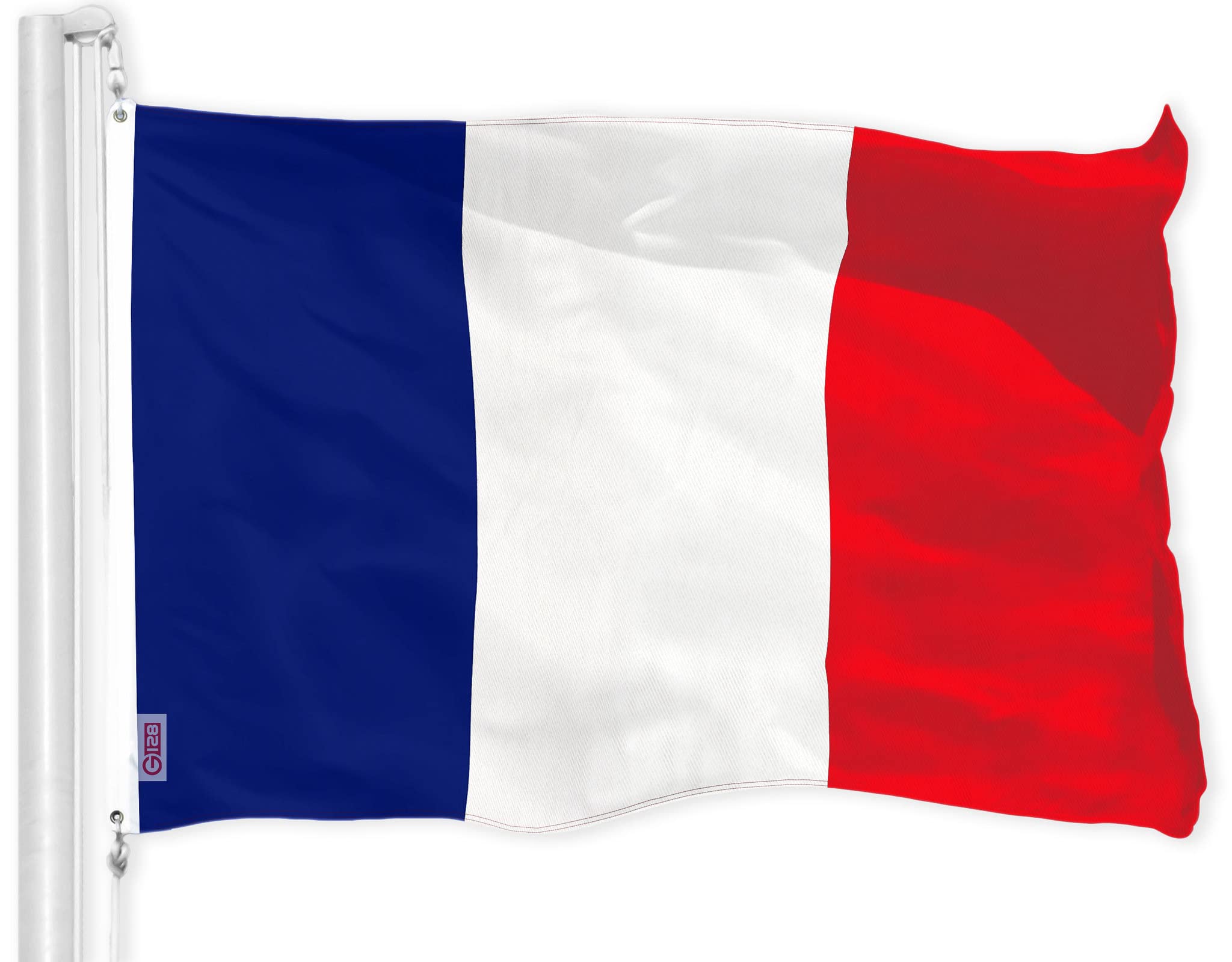 G128 France French Flag 3x5 ft Printed Brass Grommets 150D Quality Polyester Flag Indoor/Outdoor - Much Thicker More Durable Than 100D 75D Polyester โ image 1