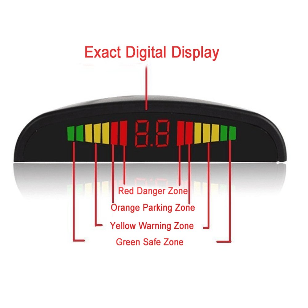 Big Hippo Car Reverse Sensor Kit With 4 Sensors Rear Car Parking Sensor Black