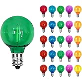 CHYParty G40 LED Replacement Bulbs, 0.6W Multicolor Globe, E12 Base, 25PK | IP44 Waterproof, Shatterproof Plastic, Dimmable, Soft Multicolor Glow, for Outdoor String Lights, Patio, Backyard, Christmas