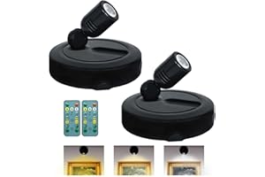 BERGUSTCH Picture Light Battery Operated, 3 Color Temperatures Picture Light with Remote, Indoor LED Spot Lights for Plants for Wall Frame Dartboard Art Painting Display Accent-Black