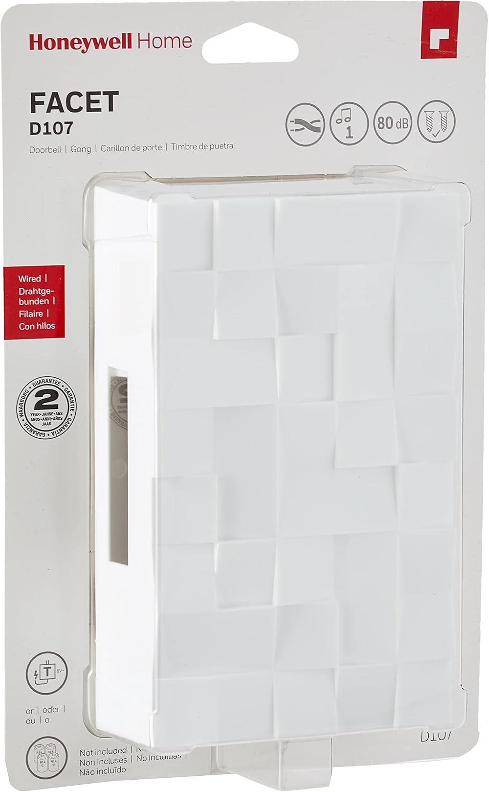 Honeywell Home D107 Facet Classic Wired Doorbell 80dB 60m range