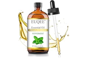 EUQEE Peppermint Essential Oil (4 oz/118 ml) Pure Peppermint Oil Mint Essential Oils - with Glass Dropper, Great for Diffuser