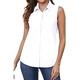 TOLOVIC Wrinkle Free Womens Sleeveless Button Down Shirts for Women Stretch Business Office Formal Work Blouses Tops