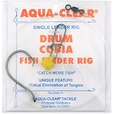 Aqua-Clear Drum Rig, Surf Fishing Gear Fish Finder Rig for Striped Bass Cobia Rockfish Drum | 8/0 Circle Hook, 60lb Mono Leader