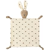 PEIPEIWU Organic Cotton Muslin Lovey Blanket, Organic Cotton Muslin Bunny Security Blanket Soft & Breathable Lovie Baby Gifts for Boys and Girls