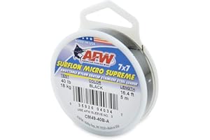 AFW American Fishing Wire Surflon Micro Supreme Nylon Coated 7x7 Stainless Steel Leader Wire - Knottable Wire Leaders for Fishing Saltwater, Fly Fishing, 13lb Test - 90lb Test, Bright, Black & Camo Colors