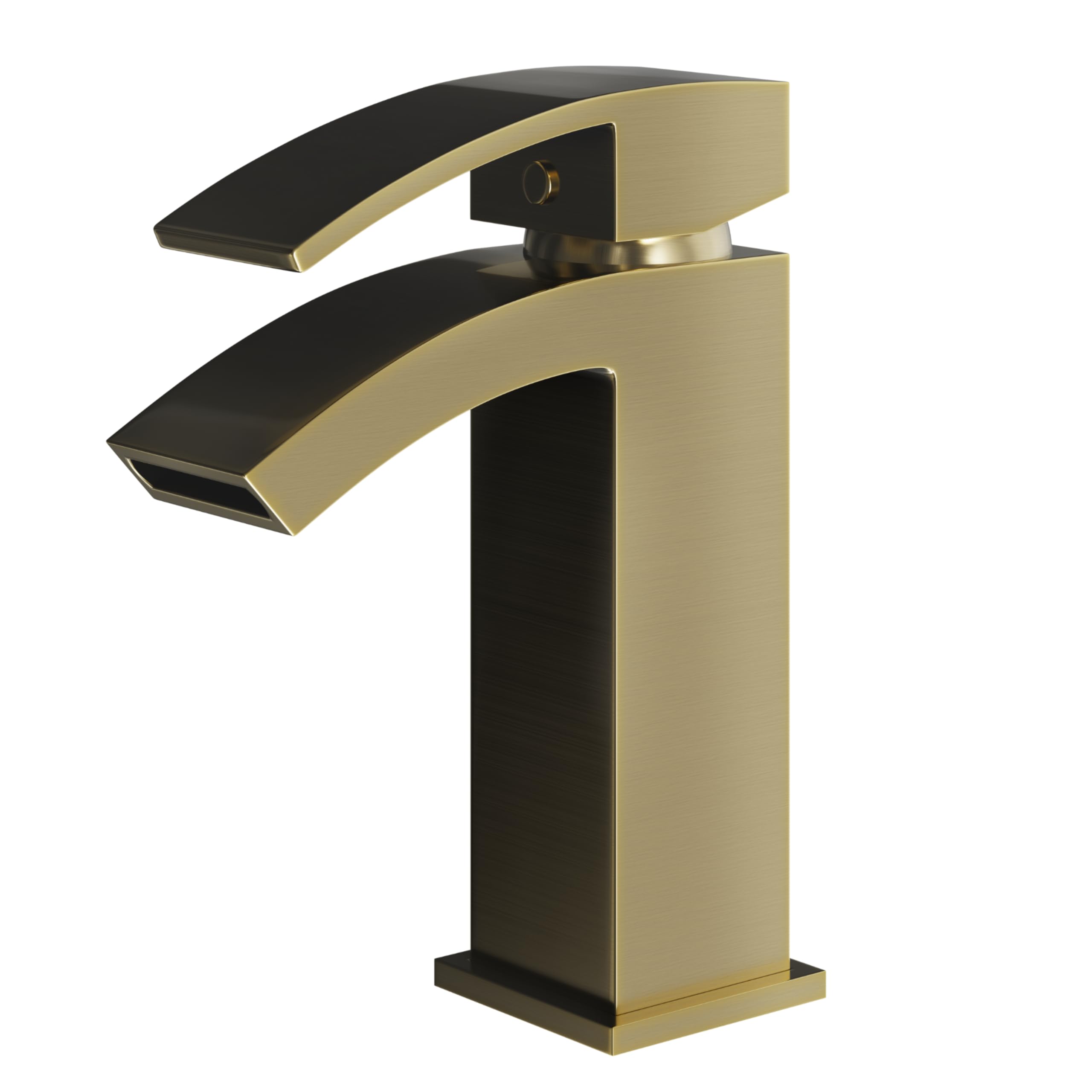 Excel Home Basin Mixer Tap - Solid Brass Construction - Single Lever Bathroom Sink Tap - Hot & Cold Monobloc Basin Tap - Smooth Turning Waterfall Design - Luxurious Brushed Brass