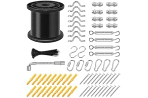 String Light Hanging Kit for Outdoors - IMAGE Stainless Steel 304 Wire Rope with Nylon Coating, 164FT for Curtains & Canopies