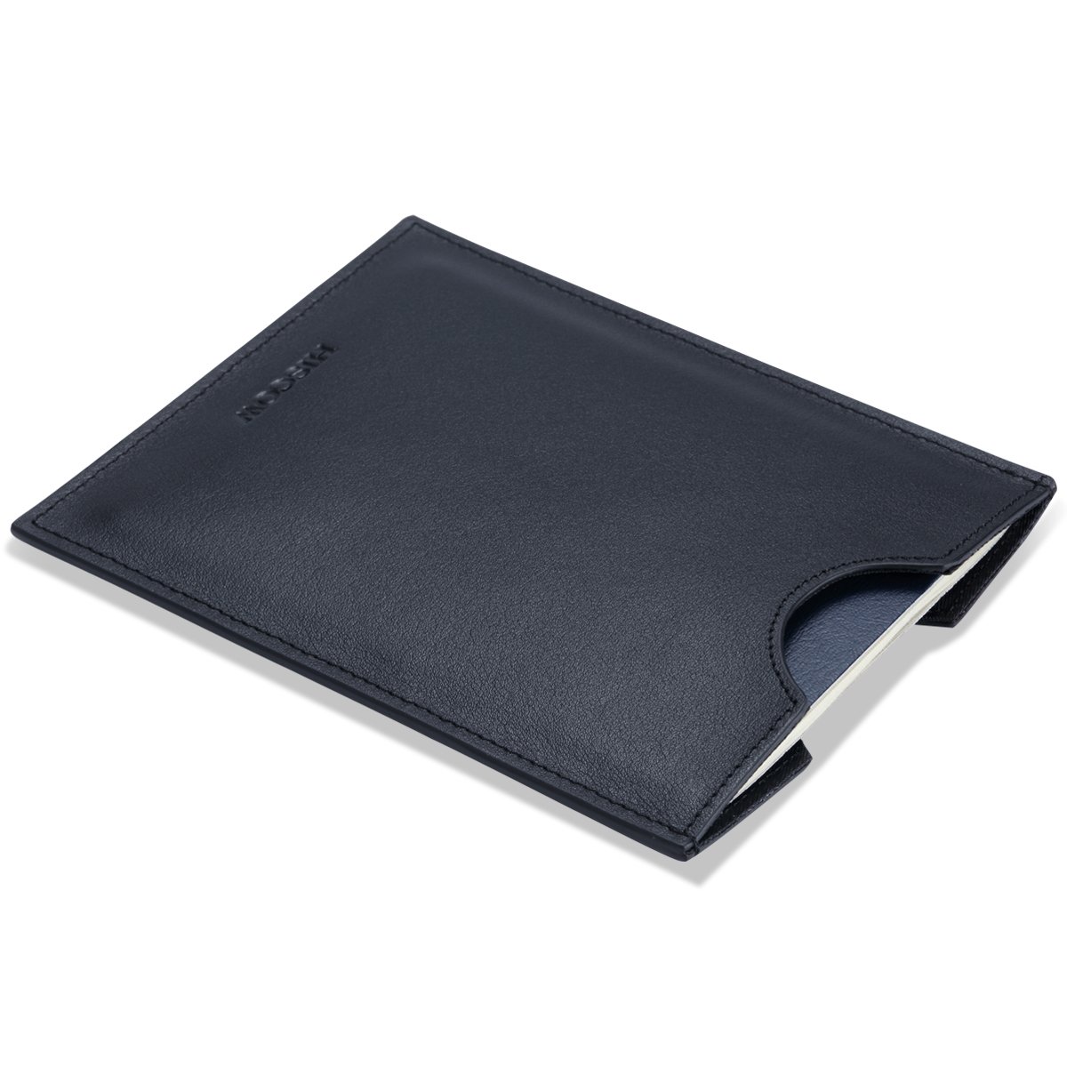 HISCOW Minimalist Passport Sleeve - Italian Calfskin, Black, M, Minimalist