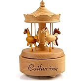 FSVNNSWKS Wooden Carousel Music Box - A Personalized Gift for Your Daughter, Granddaughter or Grandson - Perfect for Birthdays, Anniversaries and Christmas (Includes Free Customization)