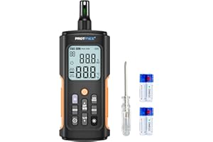 PROTMEX YT606 Temperature Humidity Meter High Precision Digital Hygrometer with Ambient, Relative Humidity, Dew Point, Wet Bulb Thermometer for Indoor Outdoor, Digital Thermometer Min/Max Hold, LCD Backlight