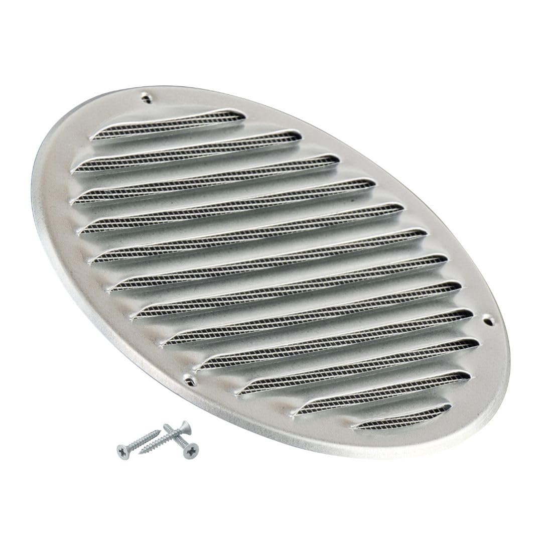 Steinberg14 Galvanised Steel 160mm Metal Air Vent Cover with Insect Mesh - 6 inch Round Ventilation Grille