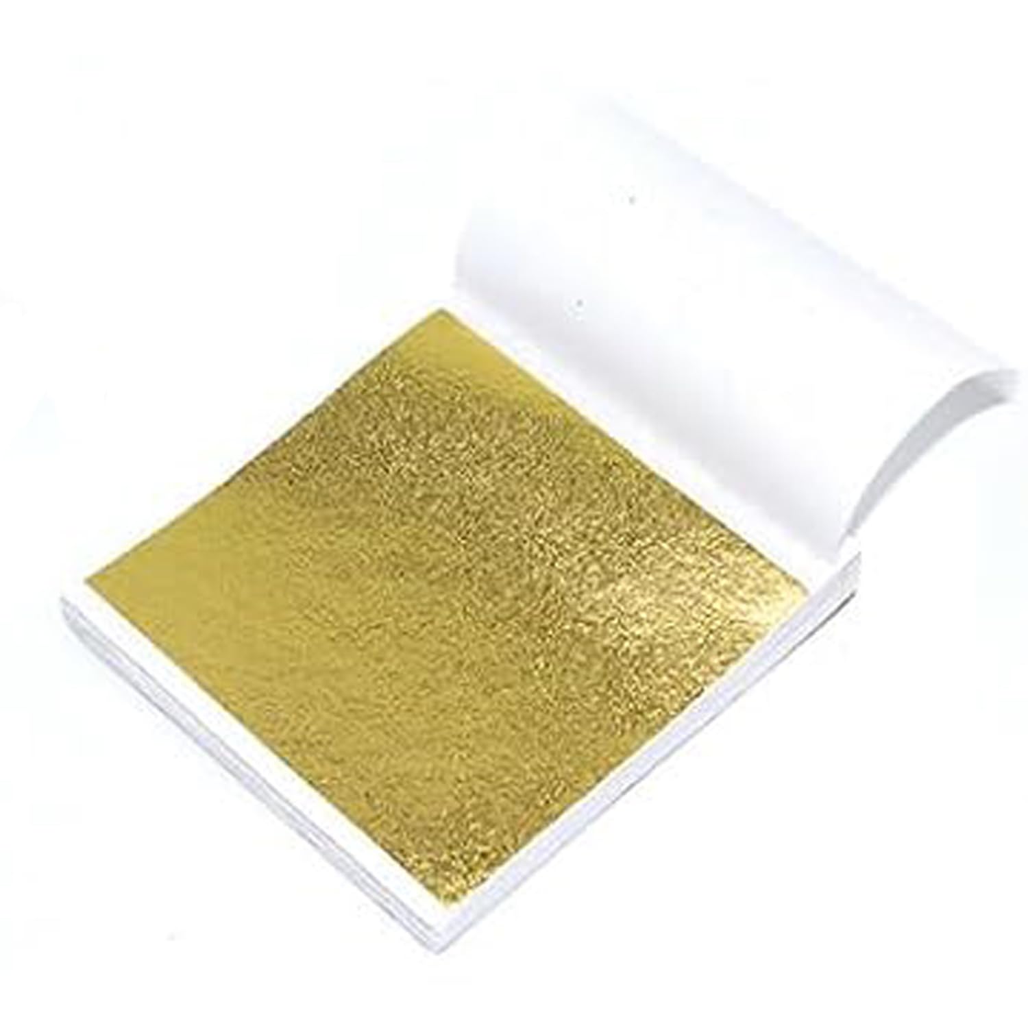 100 Pieces Multicolored Gold Leaf, Edible Gold Leaf, Multicolored Gold Foil Imitation Gold Metal Foil for Canvas Painting, Nail Decoration, Furniture, Baking, Cake Decorative Foil (K Leaf Gold)